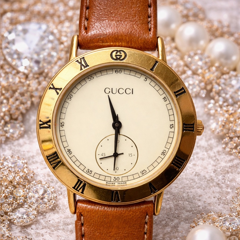 Gucci 3000.2.M 18K Gold Plated Men's/Women's - 33 mm Watch Authentic